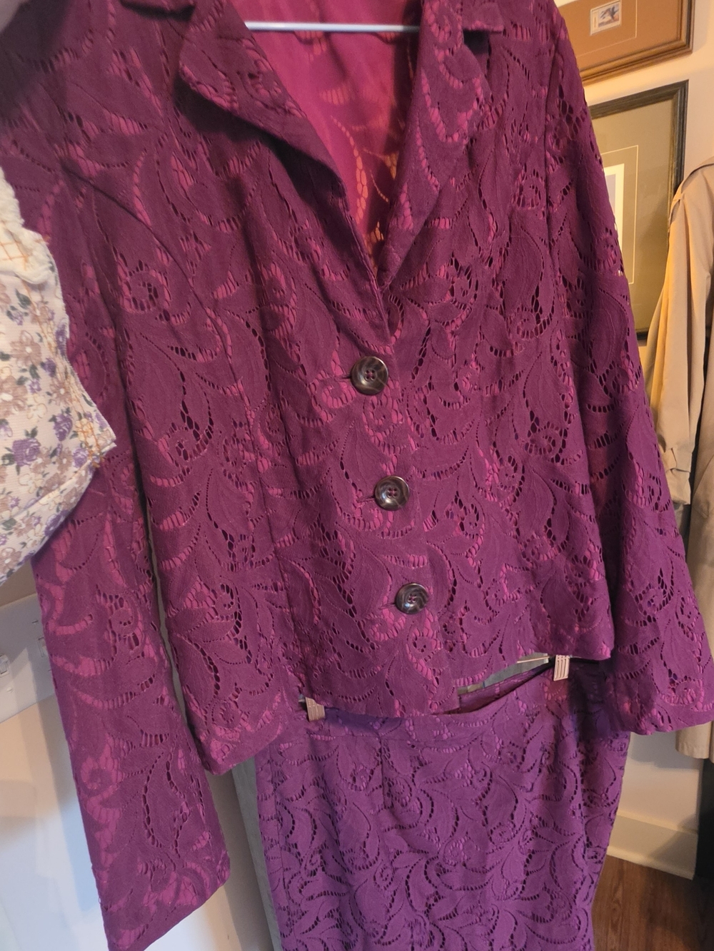 CAbi Plum Lace Two-Piece Ensemble
